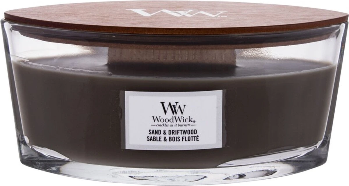 WoodWick Heartwick Flame Ellipse Geurkaars - Sand & Driftwood 5 WoodWick Heartwick Flame Ellipse Geurkaars - Sand & Driftwood - Afbeelding 5