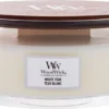 WoodWick Heartwick Flame Ellipse Geurkaars - White Teak