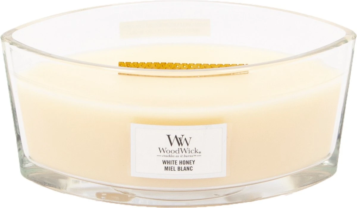 WoodWick Heartwick Flame Ellipse Geurkaars - White Honey 4 WoodWick Heartwick Flame Ellipse Geurkaars - White Honey - Afbeelding 4