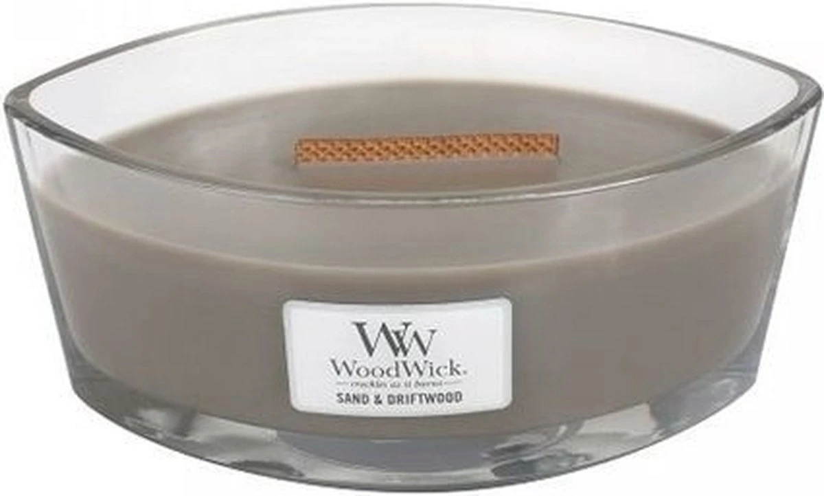 WoodWick Heartwick Flame Ellipse Geurkaars - Sand & Driftwood 3 WoodWick Heartwick Flame Ellipse Geurkaars - Sand & Driftwood - Afbeelding 3