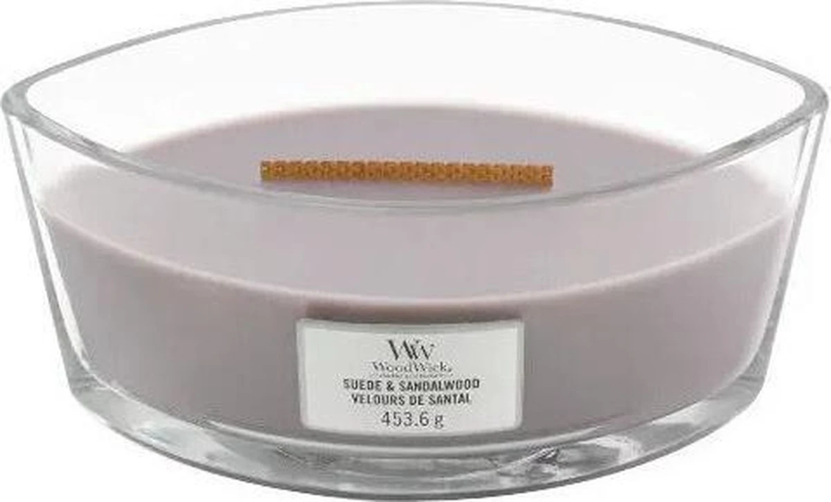 WoodWick Heartwick Flame Ellipse Geurkaars - Sueded Sandalwood 3 WoodWick Heartwick Flame Ellipse Geurkaars - Sueded Sandalwood - Afbeelding 3