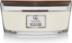 WoodWick Heartwick Flame Ellipse Geurkaars - White Tea & Jasmine