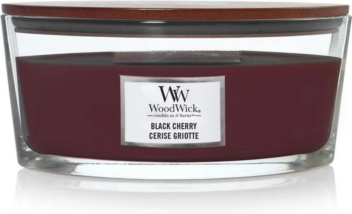 WoodWick Heartwick Flame Ellipse Geurkaars - Cherry 1 WoodWick Heartwick Flame Ellipse Geurkaars - Cherry
