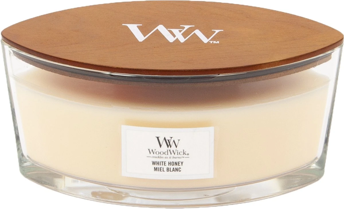 WoodWick Heartwick Flame Ellipse Geurkaars - White Honey 7 WoodWick Heartwick Flame Ellipse Geurkaars - White Honey - Afbeelding 7