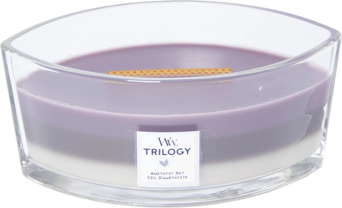 WoodWick Trilogy Heartwick Ellipse Geurkaars - Amethyst Sky 2 WoodWick Trilogy Heartwick Ellipse Geurkaars - Amethyst Sky - Afbeelding 2