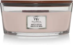 WoodWick Heartwick Flame Ellipse Geurkaars - Vanilla & Sea Salt