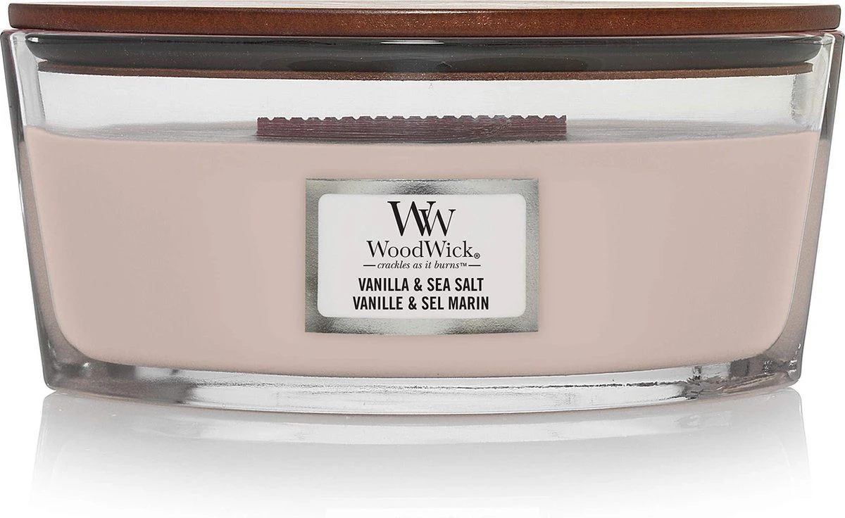 WoodWick Heartwick Flame Ellipse Geurkaars - Vanilla & Sea Salt 1 WoodWick Heartwick Flame Ellipse Geurkaars - Vanilla & Sea Salt