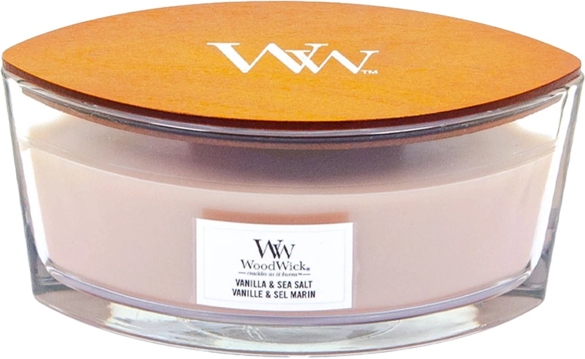 WoodWick Heartwick Flame Ellipse Geurkaars - Vanilla & Sea Salt 4 WoodWick Heartwick Flame Ellipse Geurkaars - Vanilla & Sea Salt - Afbeelding 4