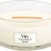 Woodwick Heartwick Flame Ellipse Geurkaars - White Teak