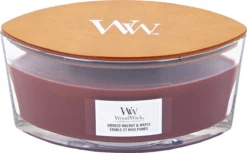 WoodWick Heartwick Flame Ellipse Geurkaars - Smoked Walnut & Maple -WoodWick 1200x745