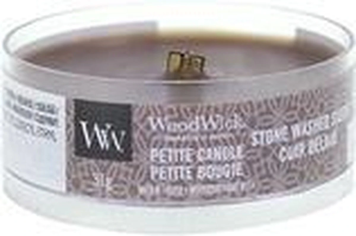 Woodwick Stone Washed Suede Petite Kaars 2 Woodwick Stone Washed Suede Petite Kaars - Afbeelding 2