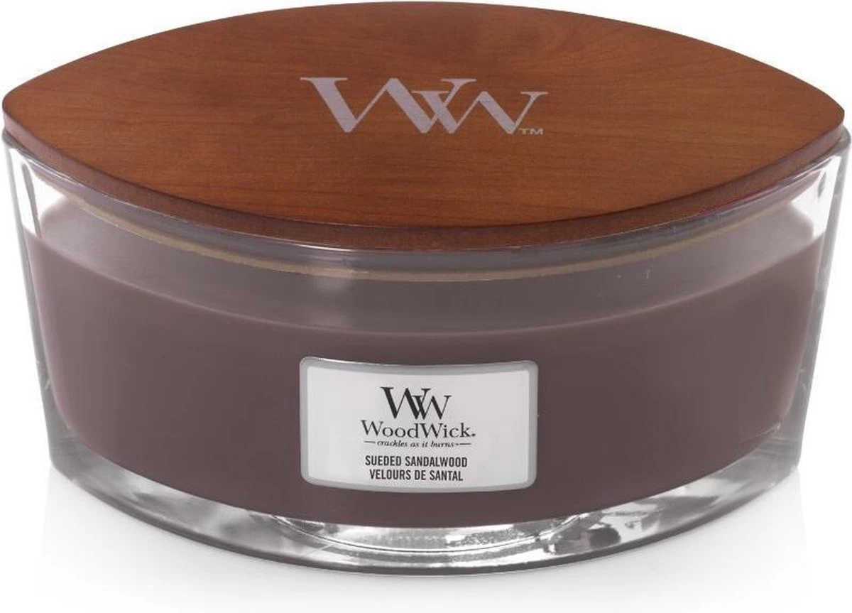 WoodWick Heartwick Flame Ellipse Geurkaars - Sueded Sandalwood 1 WoodWick Heartwick Flame Ellipse Geurkaars - Sueded Sandalwood