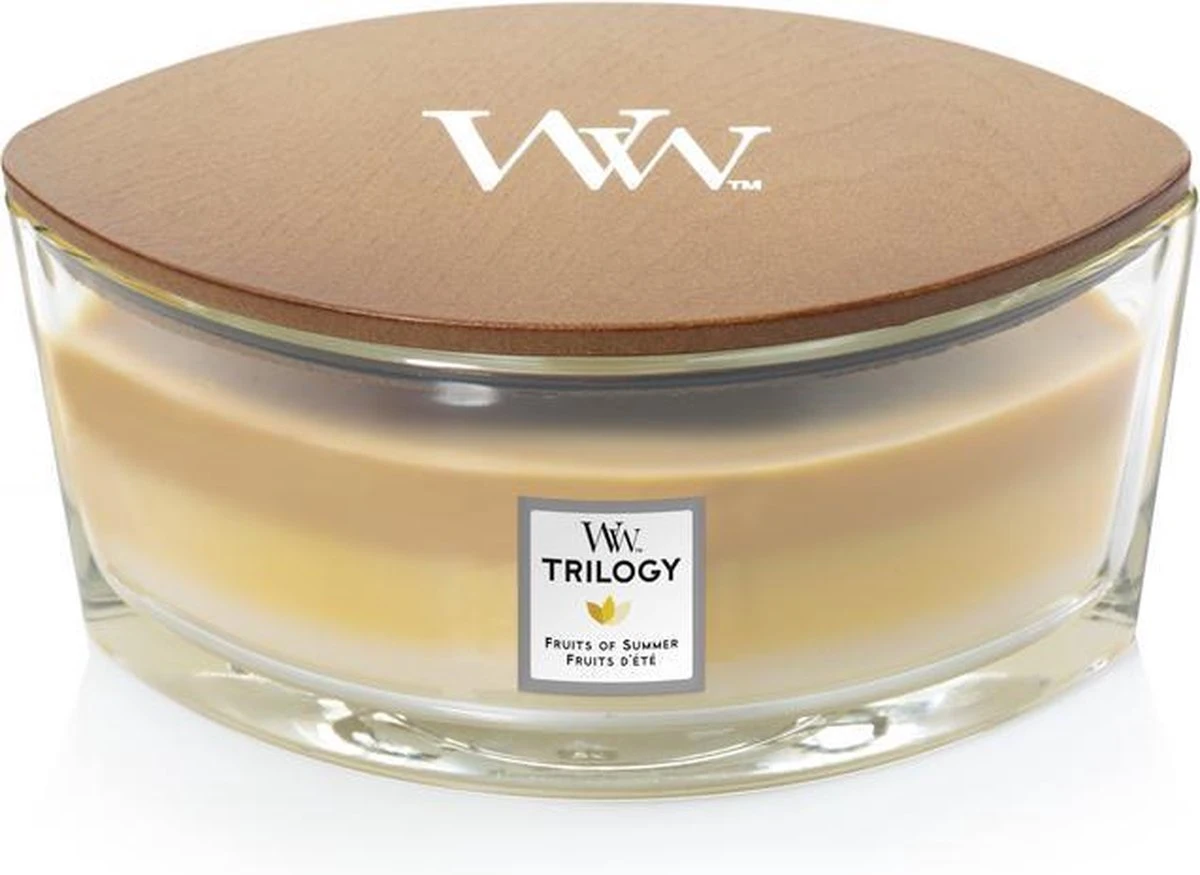 WoodWick Heartwick Flame Ellipse Trilogy Geurkaars - Fruits Of Summer 3 WoodWick Heartwick Flame Ellipse Trilogy Geurkaars - Fruits Of Summer - Afbeelding 3