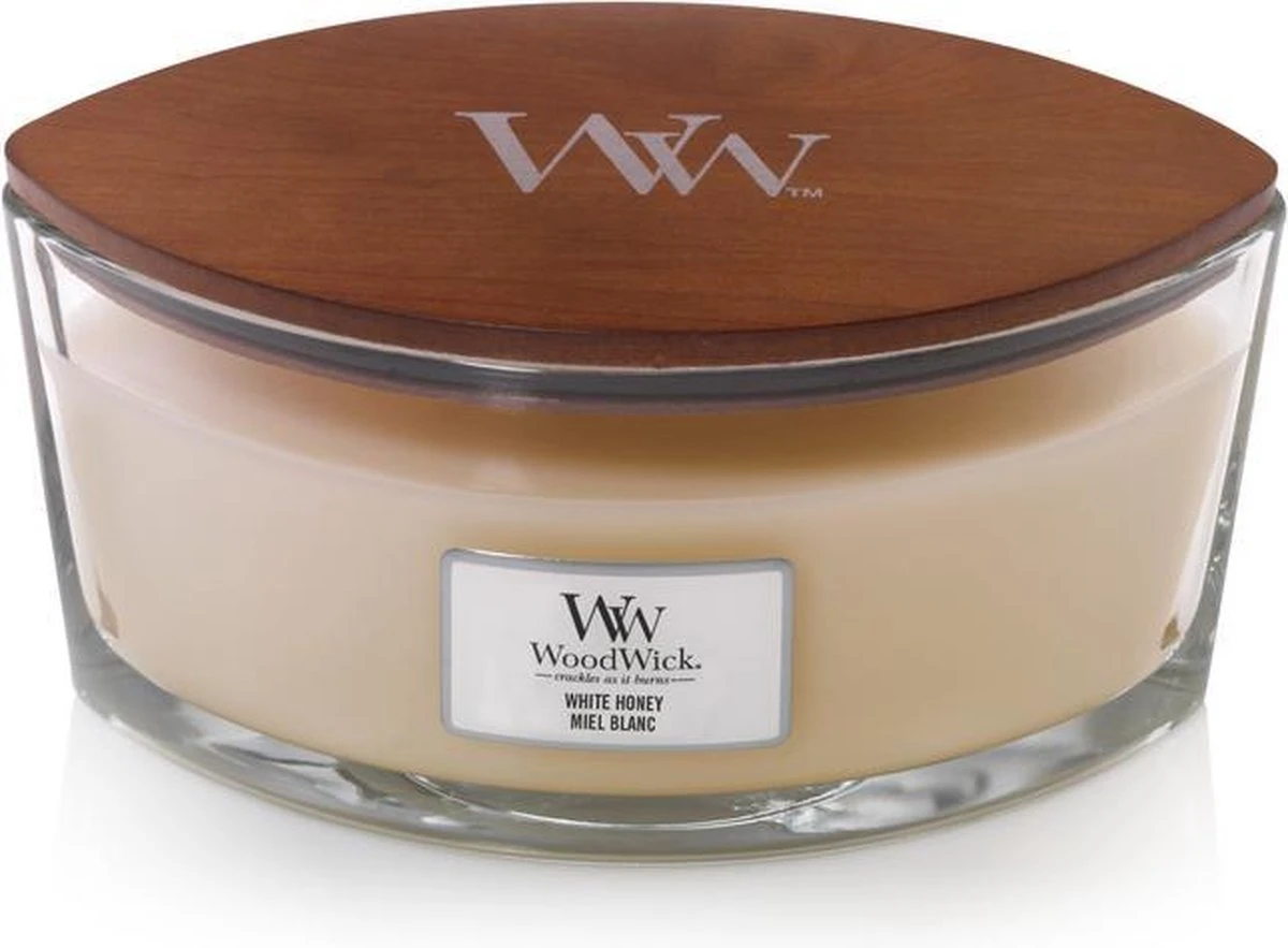 WoodWick Heartwick Flame Ellipse Geurkaars - White Honey 3 WoodWick Heartwick Flame Ellipse Geurkaars - White Honey - Afbeelding 3