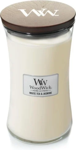 WoodWick Hourglass Large Geurkaars - White Tea & Jasmine -WoodWick 610x1200