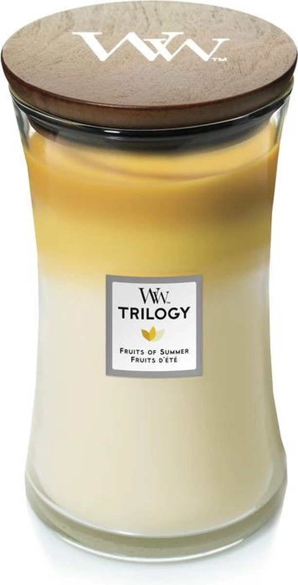 WoodWick Hourglass Large Trilogy Geurkaars - Fruits Of Summer 2 WoodWick Hourglass Large Trilogy Geurkaars - Fruits Of Summer - Afbeelding 2