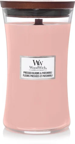 Woodwick Pressed Blooms & Patchouli Large Candle - Geurkaars