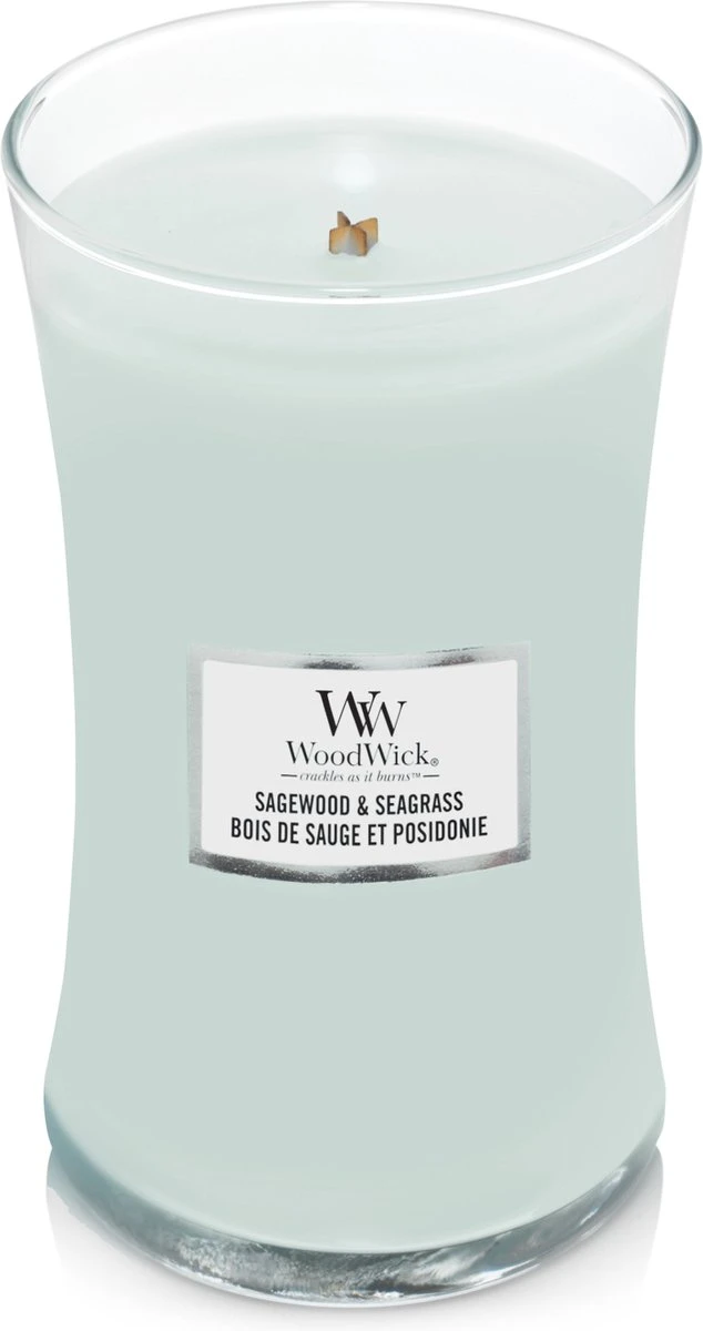WoodWick Geurkaars Large Sagewood & Seagrass - 18 Cm / ø 10 Cm 2 WoodWick Geurkaars Large Sagewood & Seagrass - 18 Cm / ø 10 Cm - Afbeelding 2