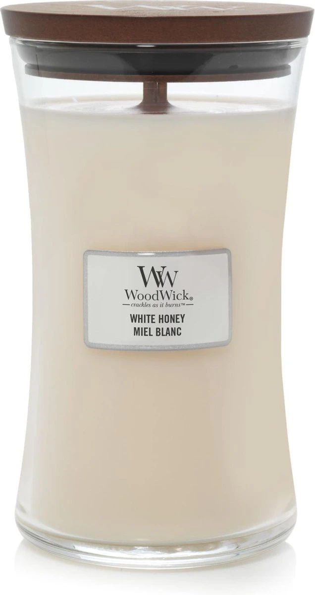 WoodWick Hourglass Large Geurkaars - White Honey 1 WoodWick Hourglass Large Geurkaars - White Honey