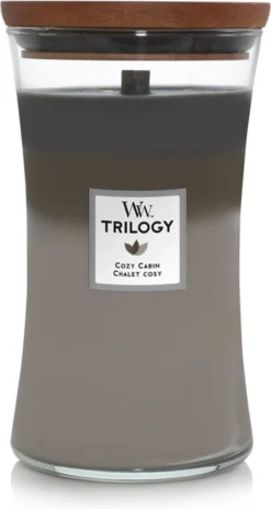 WoodWick Hourglass Large Trilogy Geurkaars - Cozy Cabin