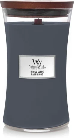 WoodWick Hourglass Large Geurkaars - Indigo Suede