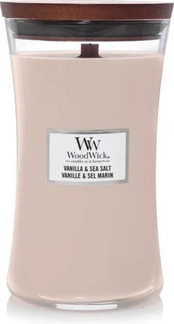 WoodWick Hourglass Large Geurkaars - Vanilla & Sea Salt