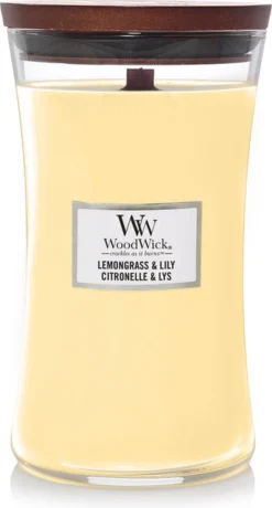WoodWick Hourglass Large Geurkaars - Lemongrass & Lily