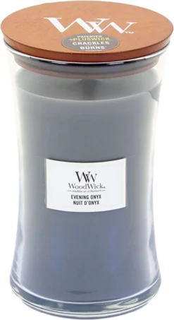 Woodwick GEURKAARS Evening ONYX - LARGE - 10 Cm Breed 17,5 Cm Hoog - 130 Uur Branduur -WoodWick 654x1200 1