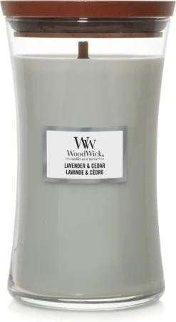 WoodWick Hourglass Large Geurkaars - Lavender & Cedar