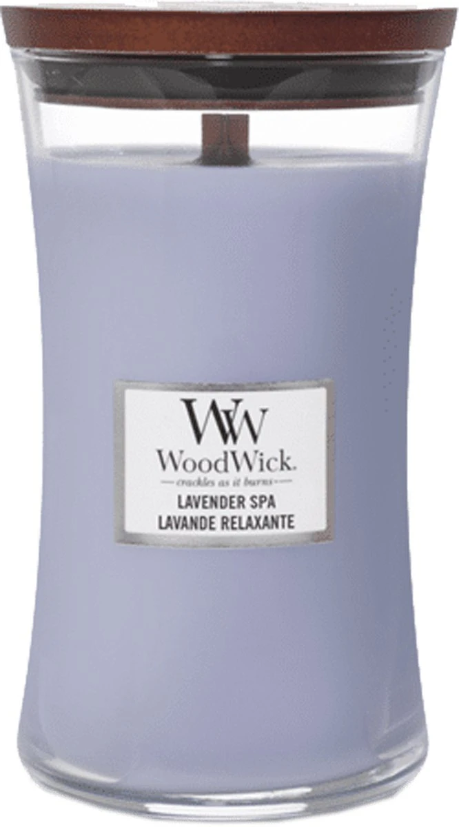 WoodWick Hourglass Large Geurkaars - Lavender Spa 1 WoodWick Hourglass Large Geurkaars - Lavender Spa