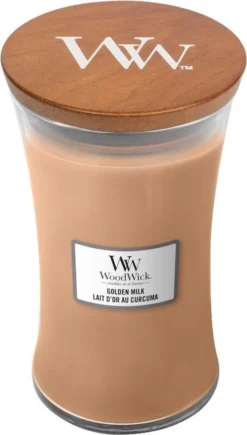 WoodWick Hourglass Large Geurkaars - Golden Milk
