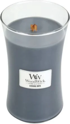 Woodwick GEURKAARS Evening ONYX - LARGE - 10 Cm Breed 17,5 Cm Hoog - 130 Uur Branduur