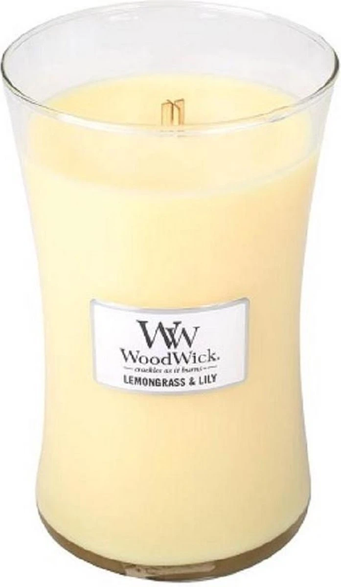 WoodWick Hourglass Large Geurkaars - Lemongrass & Lily 2 WoodWick Hourglass Large Geurkaars - Lemongrass & Lily - Afbeelding 2