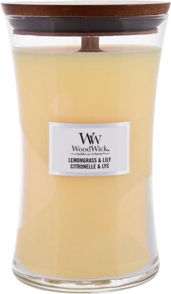 WoodWick Hourglass Large Geurkaars - Lemongrass & Lily 4 WoodWick Hourglass Large Geurkaars - Lemongrass & Lily - Afbeelding 4