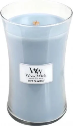 WoodWick Hourglass Large Geurkaars - Soft Chambray -WoodWick 697x1200