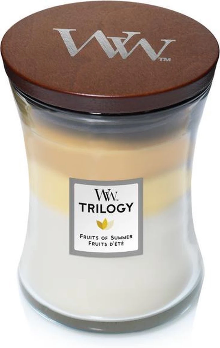 WoodWick Hourglass Medium Trilogy Geurkaars - Fruits Of Summer 4 WoodWick Hourglass Medium Trilogy Geurkaars - Fruits Of Summer - Afbeelding 4