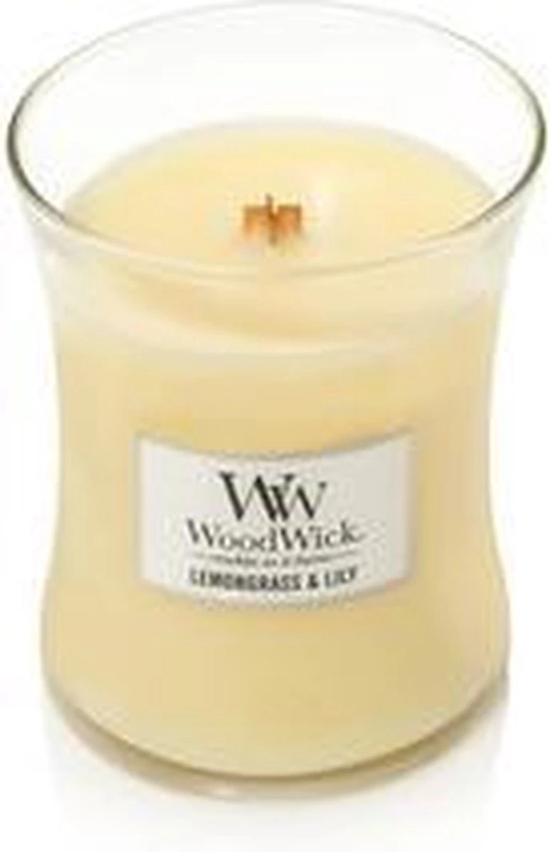 WoodWick Hourglass Medium Geurkaars - Lemongrass & Lily 2 WoodWick Hourglass Medium Geurkaars - Lemongrass & Lily - Afbeelding 2