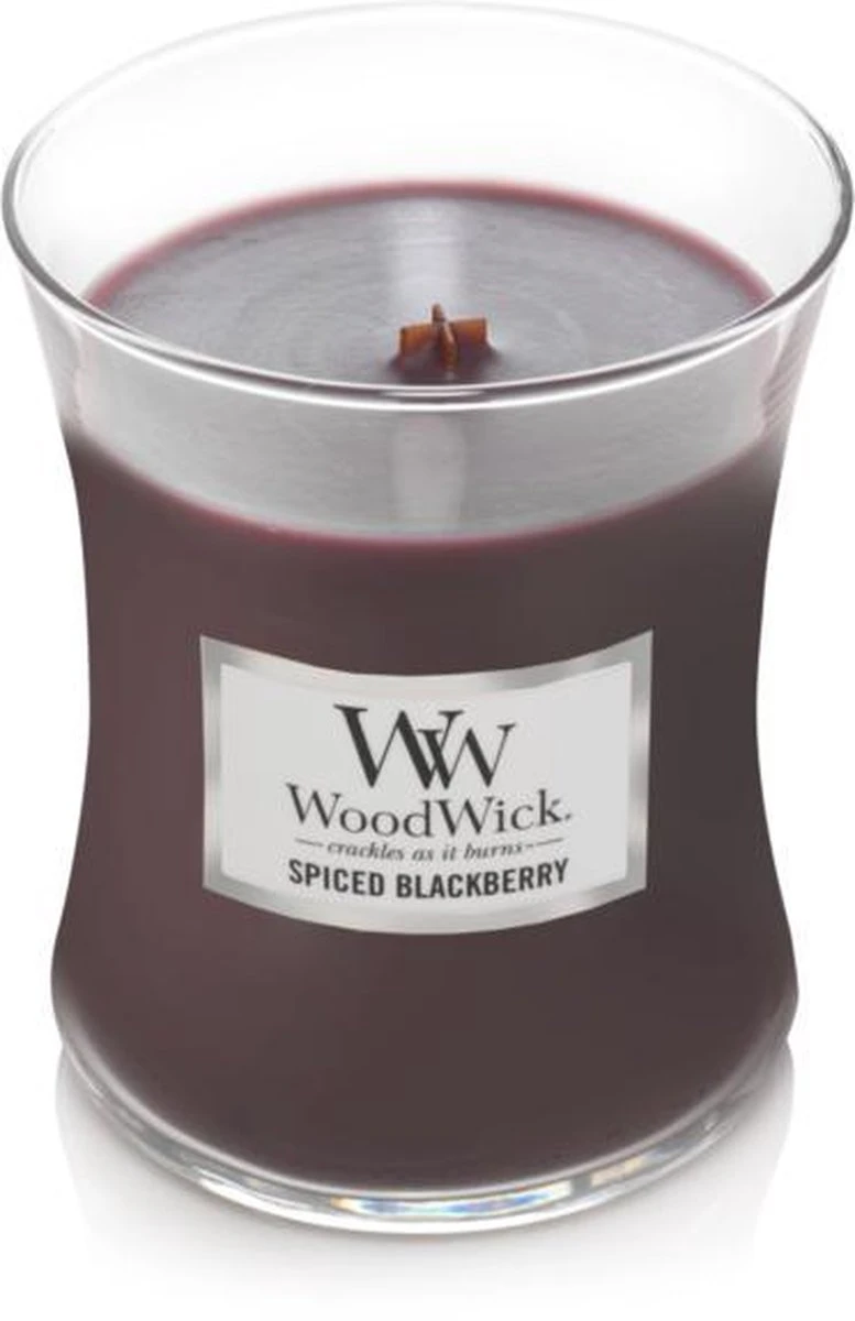 WoodWick Hourglass Medium Geurkaars - Spiced Blackberry 2 WoodWick Hourglass Medium Geurkaars - Spiced Blackberry - Afbeelding 2