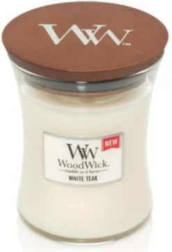 WoodWick Geurkaars Mini White Teak - 8 Cm / ø 7 Cm -WoodWick 824x1200