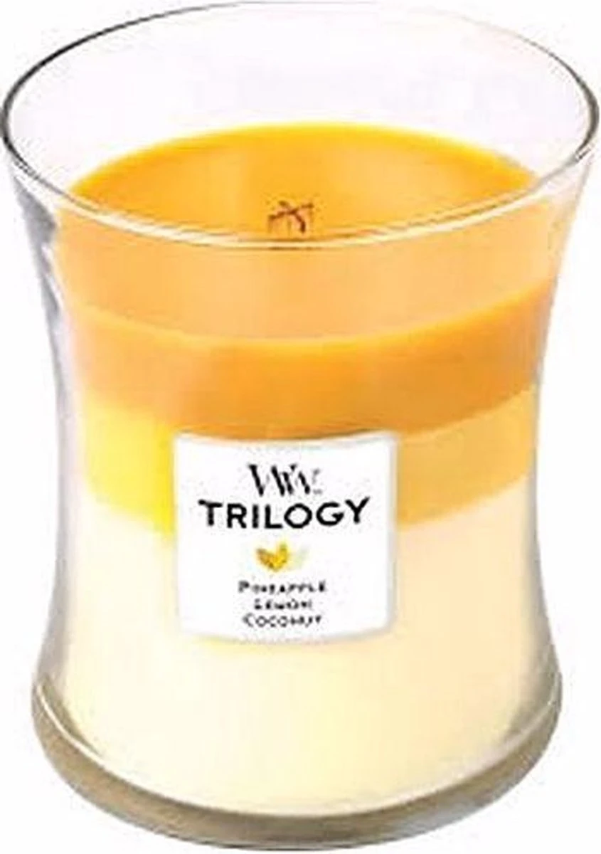 WoodWick Hourglass Medium Trilogy Geurkaars - Fruits Of Summer 1 WoodWick Hourglass Medium Trilogy Geurkaars - Fruits Of Summer