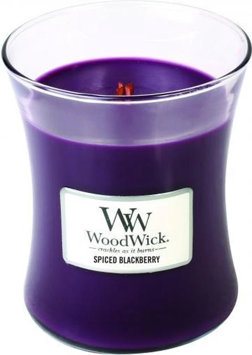 WoodWick Hourglass Medium Geurkaars - Spiced Blackberry 3 WoodWick Hourglass Medium Geurkaars - Spiced Blackberry - Afbeelding 3