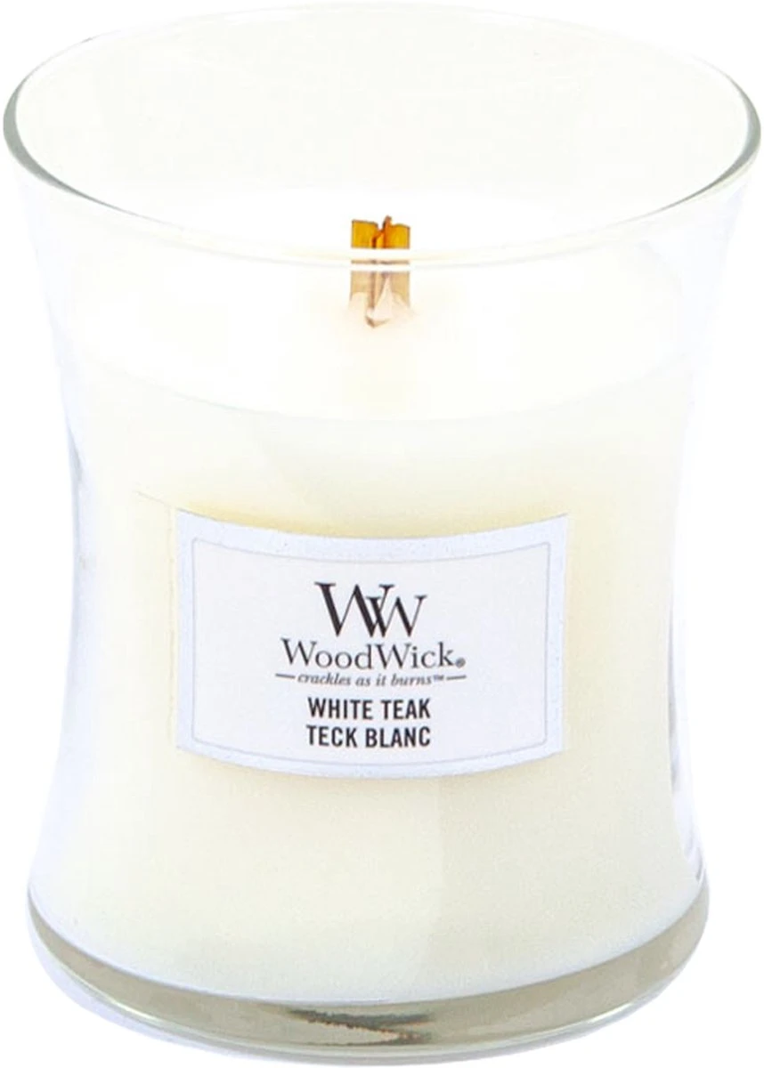 WoodWick Hourglass Medium Geurkaars - White Teak 3 WoodWick Hourglass Medium Geurkaars - White Teak - Afbeelding 3