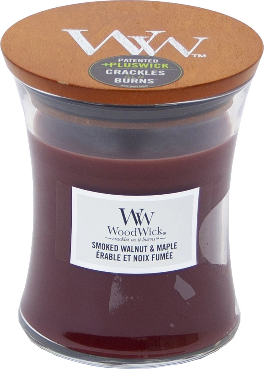 WoodWick Hourglass Medium Geurkaars - Smoked Walnut & Maple 4 WoodWick Hourglass Medium Geurkaars - Smoked Walnut & Maple - Afbeelding 4