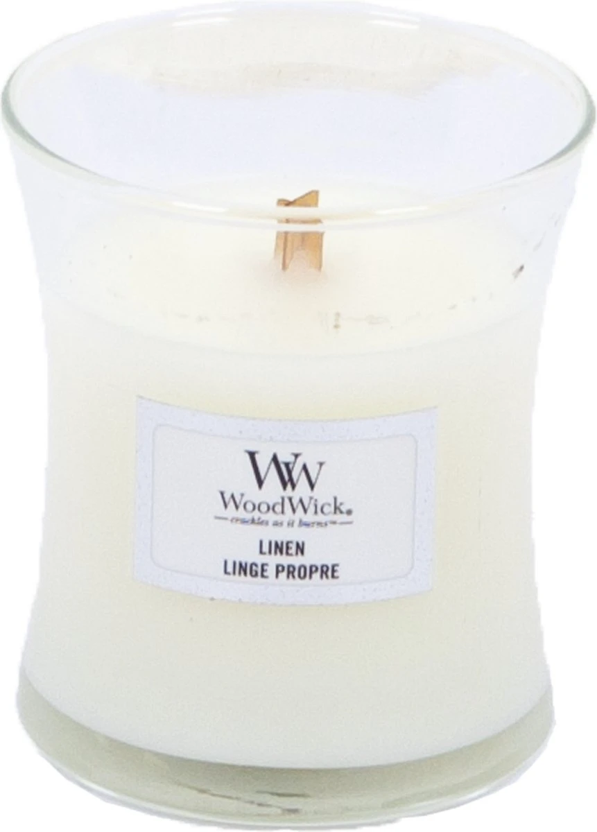 WoodWick Hourglass Medium Geurkaars - Linen 4 WoodWick Hourglass Medium Geurkaars - Linen - Afbeelding 4