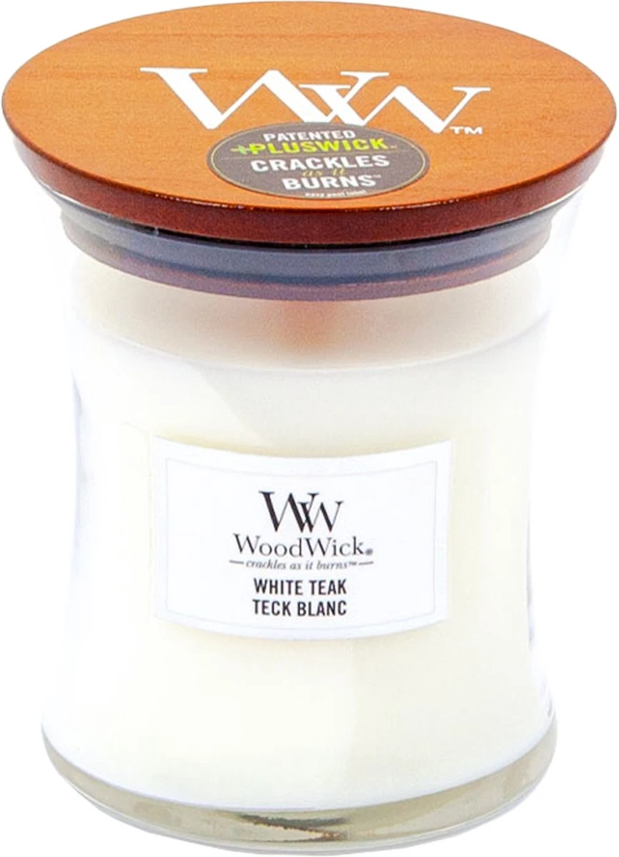 WoodWick Hourglass Medium Geurkaars - White Teak 5 WoodWick Hourglass Medium Geurkaars - White Teak - Afbeelding 5