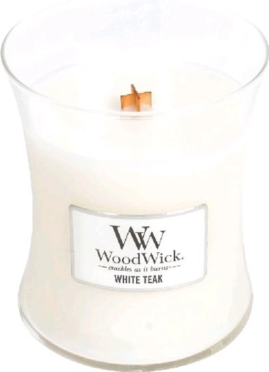 WoodWick Hourglass Medium Geurkaars - White Teak 4 WoodWick Hourglass Medium Geurkaars - White Teak - Afbeelding 4