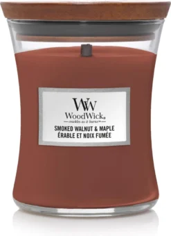 WoodWick Hourglass Medium Geurkaars - Smoked Walnut & Maple