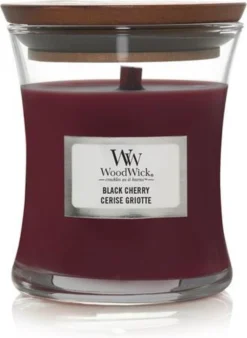 WoodWick Hourglass Medium Geurkaars - Black Cherry