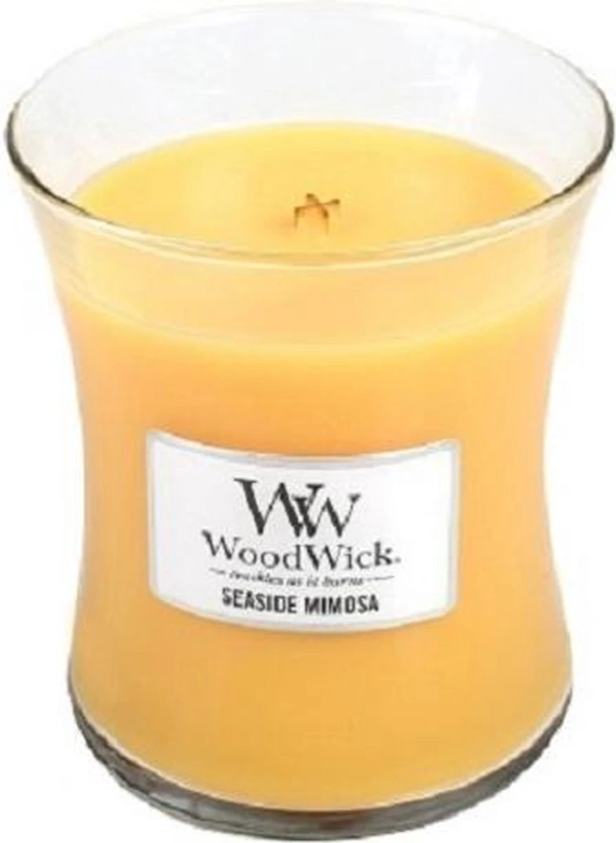 WoodWick Hourglass Medium Geurkaars - Seaside Mimosa 4 WoodWick Hourglass Medium Geurkaars - Seaside Mimosa - Afbeelding 4