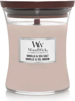 WoodWick Hourglass Medium Geurkaars - Vanilla & Sea Salt